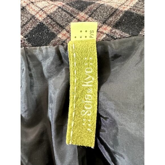 Soia & Kyo Women's Wool Blend Coat Jacket Tan Plaid Size Small Big Button - Picture 6 of 7